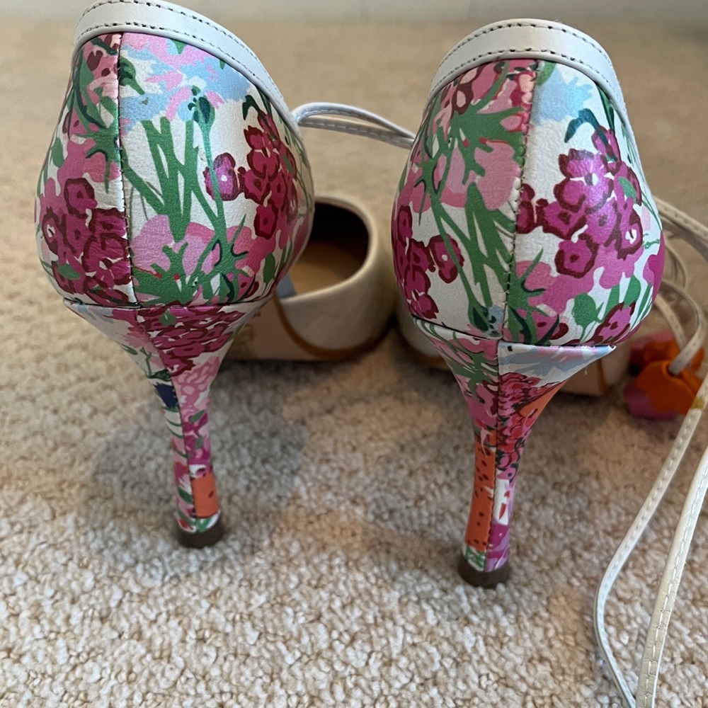 NWOT! Jorge Bischoff Floral Heels 38 and Drawstring Bag Set - Picture 3 of 6